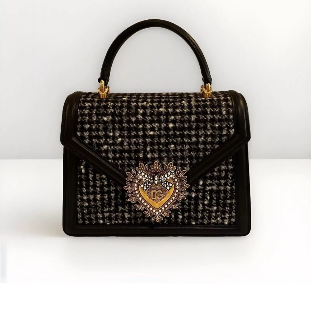 Dolce & Gabbana large houndstooth Devotion Bag NWOT. Top Handle/detachable strap